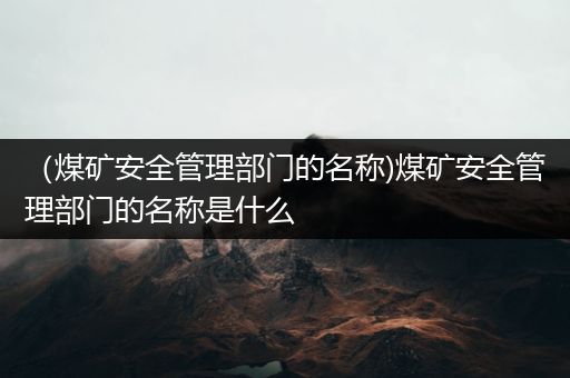 （煤矿安全管理部门的名称)煤矿安全管理部门的名称是什么