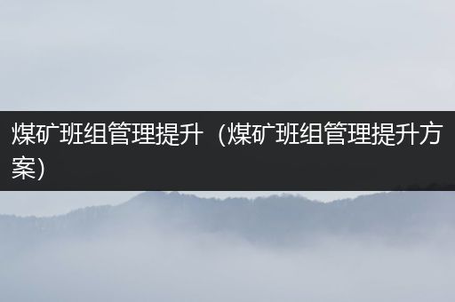 煤矿班组管理提升（煤矿班组管理提升方案）