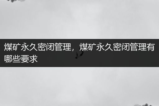 煤矿永久密闭管理，煤矿永久密闭管理有哪些要求