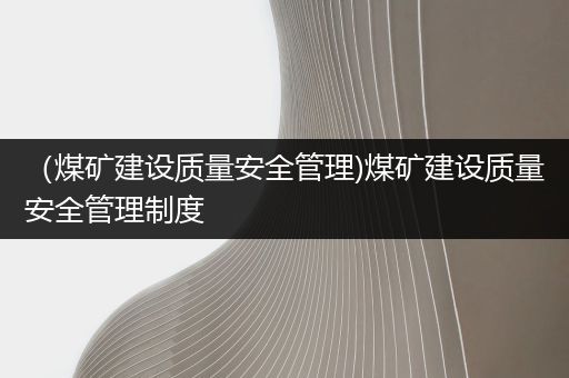 （煤矿建设质量安全管理)煤矿建设质量安全管理制度