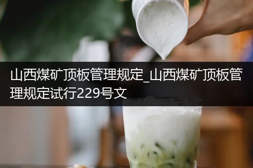 山西煤矿顶板管理规定_山西煤矿顶板管理规定试行229号文