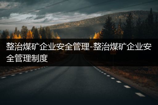 整治煤矿企业安全管理-整治煤矿企业安全管理制度