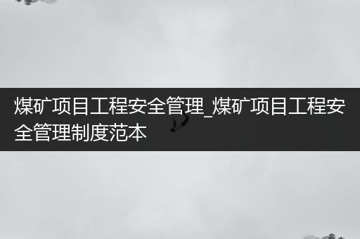 煤矿项目工程安全管理_煤矿项目工程安全管理制度范本